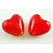 Handmade Silver Foil Glass Beads, Heart, Red, about 15mm wide, 15mm long, hole: 1~2mm