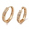 Brass Micro Pave Cubic Zirconia Hoop Earrings for Women, Hollow Rhombus, Light Gold, 27x4.5mm