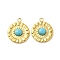 Natural Turquoise Pendants, Flat Round Charms, with PVD Vacuum Plating Real 18K Gold Plated 201 Stainless Steel Findings, 18x15x3.5mm, Hole: 1.8mm