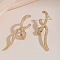 Snake Brass Cubic Zirconia Dangle Stud Earrings for Women, Golden, 43x12.5mm