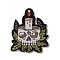 Halloween Printing Acrylic Pendants, Skull, 43x35x2mm, Hole: 2mm