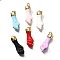 Brass Enamel Pendants, with Jump Ring, Hand Charms, Cadmium Free & Lead Free, Lasting Plated, Real 18K Gold Plated, Mixed Color, 27x9x6mm, Hole: 3mm