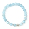 Buddha Head Quartz(Dyed) Beaded Stretch Bracelets, Imitation Aquamarine, with Tibetan Style Beads and Brass Beads, 55mm