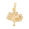 Brass Micro Pave Clear Cubic Zirconia Pendant, with Jump Ring, Long-Lasting Plated, Cadmium Free & Lead Free, Tree, Real 18K Gold Plated, 13x11x2mm, Jump Ring: 5x0.9mm, 3mm Inner Diameter