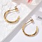 304 Stainless Steel C-Shaped Stud Earrings, Ion Plating(IP), Real 18K Gold Plated, 20x2mm