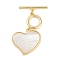 Brass Shell Toggle Clasps, Cadmium Free & Nickel Free & Lead Free, Heart, Real 18K Gold Plated, Heart: 35mm long, Pendant: 21.5x22x2mm, Hole: 1.2mm, Bar: 22x4x2mm, Hole: 1.2mm