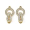Brass Clear Cubic Zirconia Fold Over Clasps, Cadmium Free & Nickel Free & Lead Free, Real 18K Gold Plated, 23mm