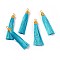 Nylon Tassel Big Pendants, with Iron Findings, Golden, Cyan, 86x9.5mm, Hole: 3x5mm