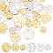 36Pcs 6 Style 304 Stainless Steel Charms, Textured, Flat Round, Mixed Color, 8~12x1mm, Hole: 1mm, 6pcs/style