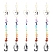 Glass Teardrop Chandelier Pendant Decorations, Hanging Suncatchers, Chakra Gemstone Chips and Brass Heart Link for Home Office Garden Decoration, Golden, 268mm