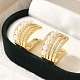 Серьги-каффы из латуни с микропаве из кубического циркония EJEW-H143-29G-1
