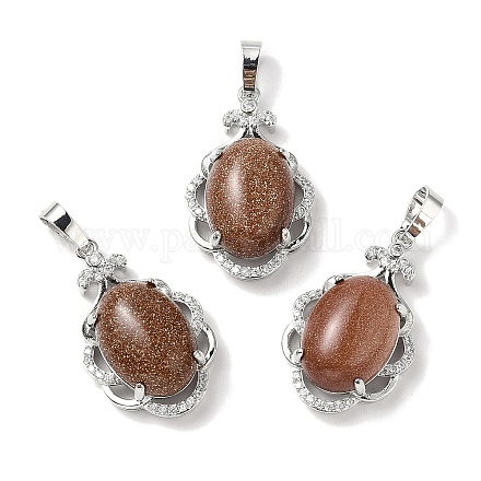 Овальные подвески из синтетического золота с камнями G-NH0025-15P-02-1