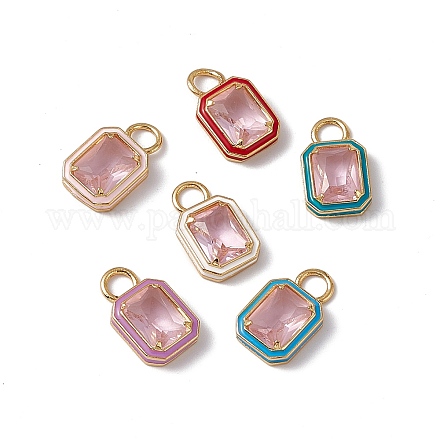 Прямоугольные подвески из розового стекла KK-I696-10G-1