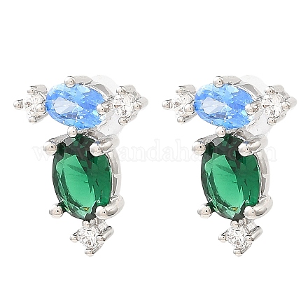 Овальные серьги-гвоздики из латуни EJEW-L270-18P-1