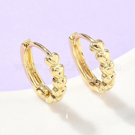 Серьги-кольца из латуни в форме сердца EJEW-Z102-07G-1