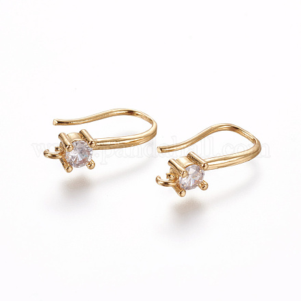 Латунь микро проложить кубического циркония серьги крючки ZIRC-L075-30G-1