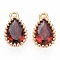 Brass Inlaid Cubic Zirconia Charms, Nickel Free, Long-Lasting Plated, Real 18K Gold Plated, Teardrop, Orange Red, 8x5x2mm, Hole: 0.8mm