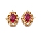Brass Glass Beads, Cadmium Free & Nickel Free & Lead Free, Rhombus, Deep Pink, 12x12x6mm, Hole: 1.8mm