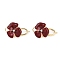 Brass Micro Pave Clear Cubic Zirconia Fold Over Clasps, Cadmium Free & Nickel Free & Lead Free, with Enamel, Flower, Real 18K Gold Plated, 30.5x19mm, Hole: 1.4mm