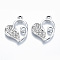UV Plated Alloy Pendants, with Crystal Rhinestone, Heart, Cadmium Free & Lead Free, Platinum, 24x20x3mm, Hole: 1.8mm