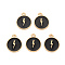 Alloy Enamel Pendants, Cadmium Free & Lead Free, Light Gold, Flat Round with Lightning, Black, 16x13x2mm, Hole: 1.6mm