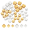 60Pcs 6 Styles Brass Beads, Clover, Golden & Silver, 5~7.5x5~7.5x2.5mm, Hole: 1.5~2mm, 10pcs/style