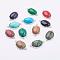 Brass Natural/Synthetic Mixed Stone Links connectors, Oval, Platinum, 15x26x5.5~7mm, Hole: 1.5~2mm