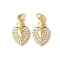 Brass Micro Pave Clear Cubic Zirconia Pendants, Cadmium Free & Lead Free, Sacred Heart, Real 18K Gold Plated, 20.5x11x4mm, Hole: 3.5mm