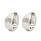 Brass Grooved Hoop Earrings, Platinum, 14.5x6.5mm