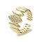 Brass Micro Pave Cubic Zirconia Open Cuff Ring, Cadmium Free & Lead Free, Horse Eye, Real 16K Gold Plated, Inner Diameter: 17mm