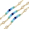 Brass Round Link Chains, with Glass and Imitation Pearl, Soldered, Cadmium Free & Nickel Free & Lead Free, with Spool, Golden, 10x4.5x2.5mm, about 32.81 Feet(10m)/Roll