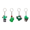 Cartoon Cactus PVC Plastic Keychain, with Iron Split Key Rings, Green, 10.1~11.15cm