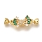 Brass Fold Over Clasps,Micro Pave Green Cubic Zirconia, Cadmium Free & Nickel Free & Lead Free, Real 18K Gold Plated, 37mm