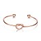 925 Sterling Silver Cuff Bangle, with Knot, Rose Gold, 6-7/8 inch(172mm)