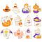 60Pcs 12 Styles Light Gold Tone Alloy Enamel Pendants, Cadmium Free & Lead Free, Halloween, Mummy & Ghost & Cat with Pumpkin, Orange, 17~25x17~27x1~2mm, Hole: 1.8mm, 5pcs/style