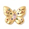 304 Stainless Steel Pendants, with Rhinestone, Butterfly Charms, Real 18K Gold Plated, Colorful, 17x21x3mm, Hole: 1.6mm