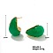 Cute Stainless Steel Vintage Teardrop Geometric Stud Earrings for Women, Golden, Green, 23x15mm