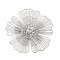 Brass Bead Caps, with Rhinestone, Etched Metal Embellishments, Cadmium Free & Nickel Free & Lead Free, Flower, Platinum, 36.5x36x4mm
