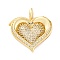 Brass Micro Pave Cubic Zirconia Pendants, Cadmium Free & Lead Free, Real 18K Gold Plated, Platinum, Heart, 26.5x26x5.5mm, Hole: 3.5x5mm