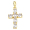 Rack Plating Brass Cubic Zirconia European Dangle Charms, Cross Large Hole Pendants, Real 18K Gold Plated, Long-Lasting Plated, Cadmium Free & Lead Free, Clear, 45mm, Hole: 5.5x4mm