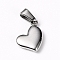Tarnish Resistant 304 Stainless Steel Charms, Puffed Heart, Stainless Steel Color, 14x10x3mm, Hole: 6x2.5mm