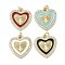 Brass Micro Pave Cubic Zirconia Pendants, Heart with Saint Benedict, with Enamel, Rack Plating, Long-Lasting Plated, Lead Free & Cadmium Free, Real 18K Gold Plated, with Jump Ring, Mixed Color, 20x18.5x3.5mm, Hole: 3.2mm