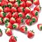 Opaque Resin Pendants, Strawberry, with Platinum Iron Loop, Red, 29x21mm, Hole: 1.8mm