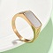 316L Stainless Steel Shell Finger Rings for Women, Rectangle, Ion Plating(IP), Golden, 9mm, US Size 9(18.9mm)