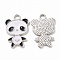 Alloy Enamel Pendants, Panda Charm, Platinum, 21.5x14.5x1mm, Hole: 2mm