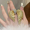 Wing Alloy Rhinestone Adjustable Rings for Women, Golden, Inner Diameter: 16mm