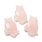 Natural Rose Quartz Pendants, Owl Charms, 44~46x29~31x7.5~10mm, Hole: 1.4mm