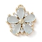 Brass Micro Pave Cubic Zirconia Charms, Cadmium Free & Nickel Free & Lead Free, Real 18K Gold Plated, Flower, Light Blue, 13x11.5x3mm, Hole: 1mm