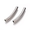 Tarnish Resistant 304 Stainless Steel Tube Beads, Curved Tube Noodle Beads, Curved Tube, Stainless Steel Color, 40x5mm, Hole: 4mm