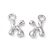 Brass Charms, Real Platinum Plated, Letter K, 12x8x2.5mm, hole: 2.5mm